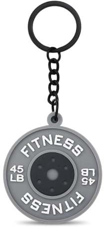 Qubitly Gym Keyring, 3D Weight Plates Barbell Keychain for Men & Women, Funny Motivational Fitness Gift for Gym Lovers, Bodybuilders, Personal Trainers, Workout Keychain Accessories