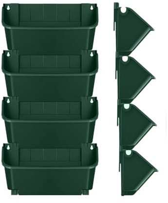 Wand-montierter Pflanzkübel | 4 Stück selbstbewässernde vertikale Töpfe mit Drainage | Outdoor Garten Pflanzkasten - für die Außenterrasse, zum Anbau von Ranken, Kirschen, Erdbeeren, und