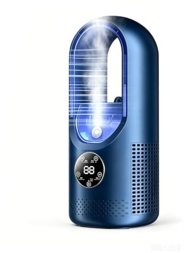 Condizionatore d'aria portatile, Condizionatore d'aria silenzioso senza pale, Mini ventilatore con 6 velocità, USB ricaricabile, ventilatore da tavolo per umidificazione, raffreddamento, portatile