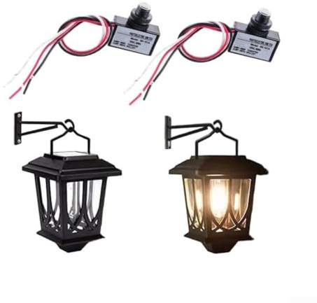 2er-Pack Unterputz-Fotozellenschalter AC 120 V, automatischer Lichtsensor mit 12 Sekunden Verzögerung für Scheunenwandleuchten, IP65 Chromgehäuse