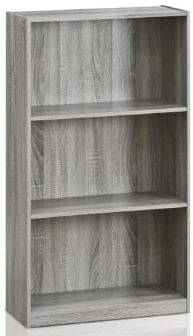 Furinno Basic 3-Stufe Bücherregal, Lagerregale, Aufbewahrungsregal, Französisches Eiche, 55.2 (Breite) x 100.3 (Höhe) x 23.5 (Tiefe) cm
