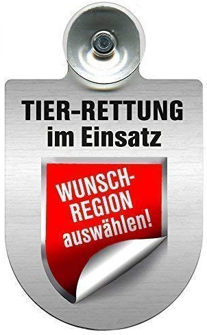 Einsatzschild mit Saugnapf Tier Rettung im Einsatz 393839 incl. Regionenwappen nach Wahl Color Region Nordrhein-Westfalen