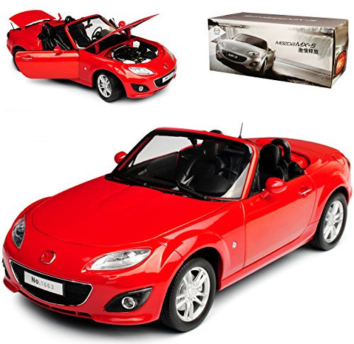 Paudi Mazda MX-5 NC Cabrio Rot 3. Generation 2005-2015 1/18 Modell Auto mit individiuellem Wunschkennzeichen