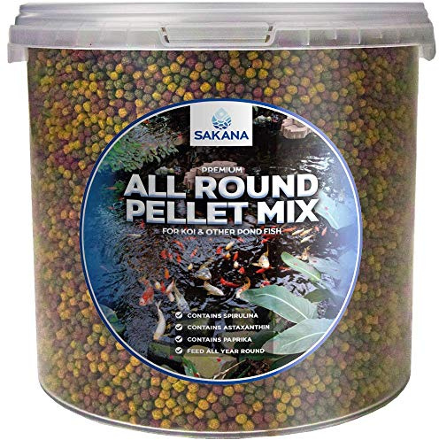 SAKANA All Round Pond Pellets | Premium Quality Fish Food Mix | Healthy, Nutritious & Balanced Daily Feed for Aquatic Fish | High Protein Mixture, Great Source of Vitamins & Easily Digestible (10L)