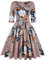 MINTLIMIT Women's 1950s Sweetheart Vintage Dresses Audrey Hepburn Style Party Dresses,3/4 Sleeve - Light Brown,Medium