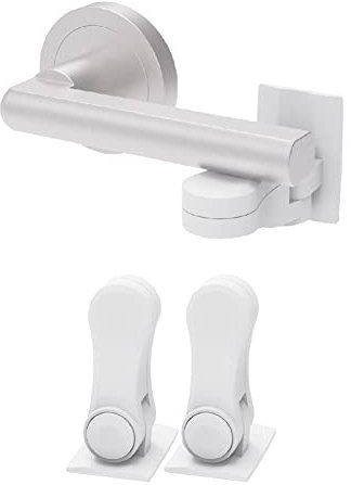 Inaya Child Proof Door Lever Lock, Baby Proofing Door Handle Lock, Minimalist Design, 3M Adhesive & No DrillingNeed, Child Safety Door Handle Locks (2 Pack)