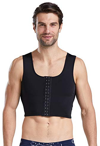 BaronHong Body Shaper Petto Binder Compressione Piatta 3 File Chiusura Busto Corsetto Gilet(Nero,M)
