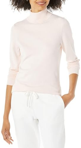 Amazon Essentials Pull Col Roulé À Manches Longues Léger Coupe Classique (Grandes Tailles Disponibles) Femme, Rose Pâle, S
