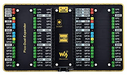 Waveshare Dual GPIO Expander Compatible with Raspberry Pi Pico, Two Sets of Male Headers for Connecting More Expansion Modules