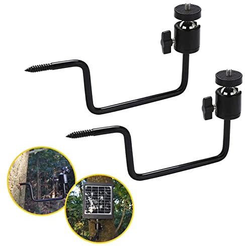 Paquete de 2 soportes de montaje de tornillo para cámara de vida silvestre, soporte de montaje para panel solar en madera o árbol, ángulo de montaje ajustable para uso al aire libre