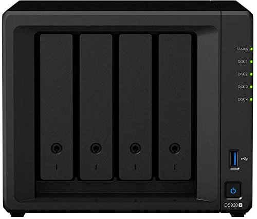 Synology DS920+ 4 Bay Desktop NAS Solution, installata con 4 unità HAT5300 da 8 TB