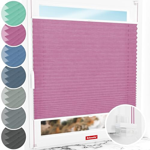 Schuette® Plissee ohne Bohren ● Melange Kollektion: Magic Pink (Rosa) ● 30x80cm (Breite x Höhe) ● Suprafix Faltrollo Klemmfix 2.0 Rollo ● 60 Sekunden Plisseerollo Montage inkl. Video