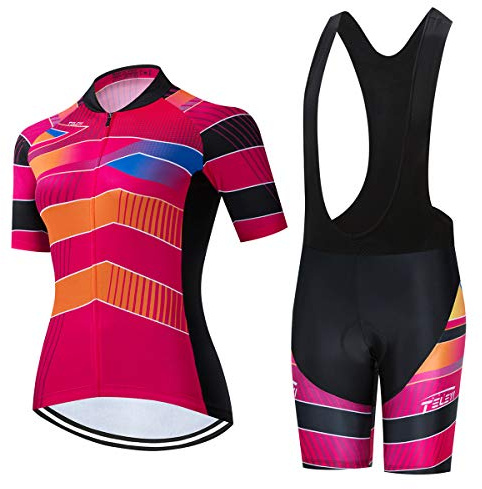 Hotlion Damen Radtrikot Set Trägerhose Anzüge Sommer Rennrad Bekleidung
