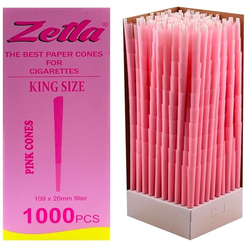Zetla 1000 Cones Pink King Size - Vorgedrehte Joint Tubes - Conische Tubes mit Filter (109 x 20 mm) - Joint Cones King Size - Vorgedrehte Papers