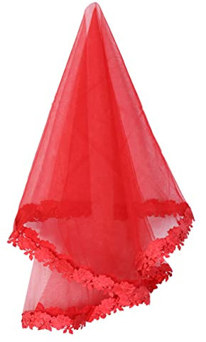 GALPADA Brautschleier Tulle Veil Kurzer Hochzeitsschleier Bachelorette- Schleier Kurze Hochzeitsschleier Roter Hochzeitsschleier Bodenlanger Schleier Kurzer Schleier Zubehör Braut Kleid