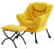 Tiita Fauteuil paresseux avec ottoman, grand fauteuil de salon moderne, confortable pour les loisirs, la lecture avec repose-pieds pour chambre à coucher, salon, dortoir, jardin et cour, velours jaune