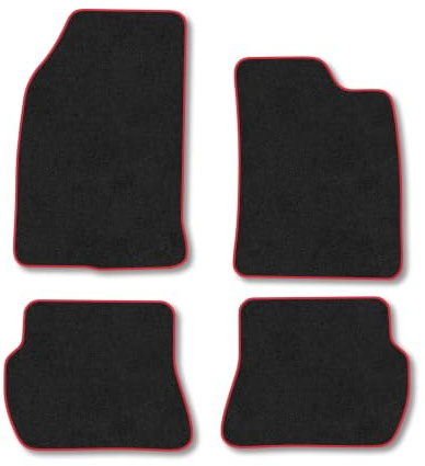 Fits Ford Fiesta (2002-2008) Carpet Car Mats | Red Edge Trim Tailored Fit Floor Mats Full Coverage Protection Accessories Easy Clean Anti Slip Made in the UK