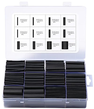Vinabo 400pz 3:1 Tubi termorestringenti a doppia parete Kit tubi termorestringenti impermeabili Rivestimento adesivo Isolamento elettrico Kit tubi termorestringenti (Nero)