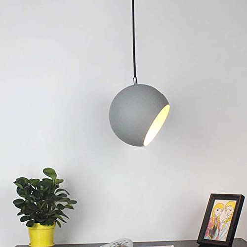 VOMI Moderne Esszimmerlampe E27 Fassung Pendelleuchte Esszimmer Höhenverstellbar 150cm, Max. 60W Hängelampe 360° Drehbar Metall Lampenschirm Esstischlampe, Grau