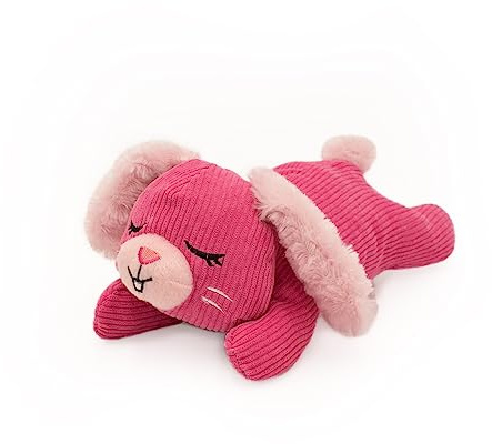 ZippyPaws Snooziez mit Shhhqueaker – Häschen – Beruhigendes Quietschspielzeug für Hunde – Leiser Shhhqueaker für sanftes Spielen, Kuscheliges Design, 24 Stück pro Karton