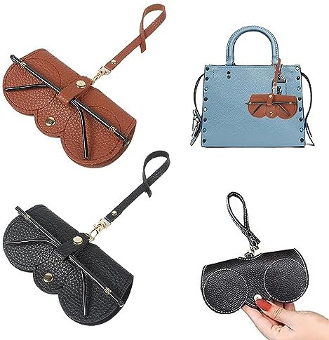 MUYAPAY 2 Stück Tragbares Etui für Sonnenbrillen, Mode Sonnenbrillenetui,Sunglasses Case Leder Für Damen, Weiches Brillenetui,Pu Leder Brillenetui,Soft Leather Sunglasses Bag,für Damen Herren