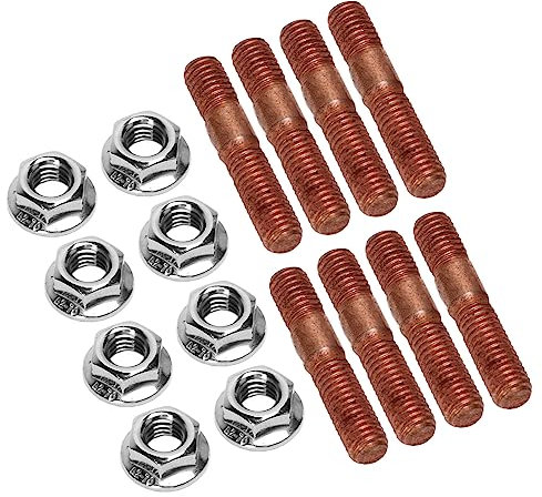 Kit de Goujons Turbo Filetés M8 1.25, Goujon de Barre de Tige Filetée en Métal de 8 Mm 8 Pièces, Résistant à la Haute Pression, Matériel D'écrou de Boulon de Goujon de Collecteur