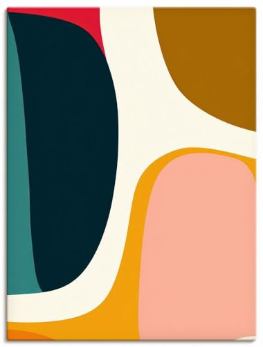 ARTland Wanddeko Leinwand Bilder Wandbild 45x60 cm Abstrakt Design Farbe Retro 70er Jahre Minimalismus U4WU