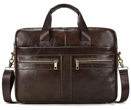 LUUFAN Valigette in pelle da 15,6 pollici Borse a tracolla per laptop Borsa da lavoro Borsa da viaggio per computer Borsa a tracolla per uomo,3316-marrone