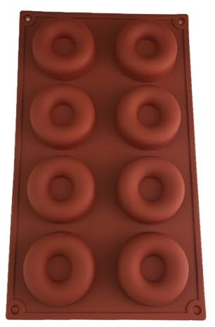 ARA CHOICE 8 Cavity Silicone Mini Donut Pan Muffin Cups Cake Baking Ring Biscuit Mold Tray Non-Stick Gadget with Molds - Perfect BPA Free and Dishwasher Safe for Microwave Fridge