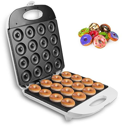 Donut Maker - 1400W Small Nonstick Snack Machine for Nuts or Vegan Donuts - Bake 16 Mini Doughnuts at a Time - Perfect Baking Machine for Donut Lovers & More!