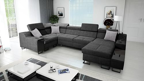 IM SOFA Großes Couch für Wohnzimmer XXL Ecksofa in U-Form ALICANTO IV MINI Links/rechts Farbe wählbar TOP Qualität