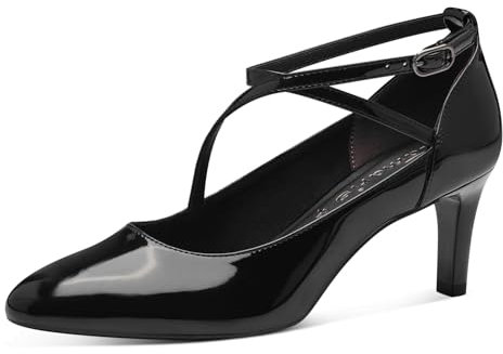 Tamaris Damen Pumps Stilettoabsatz Vegan; Black PATENT, EU 37