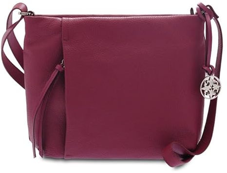 Giudi ® - Damentasche aus Kalbsleder, Umhängetasche, echtes Leder, weiche Tasche, ein Fach, Handytasche, Made in Italy (Amaranto) - 10844/AE/LIL-11B, Amaranto., 24,00 x 29,00 x 10,00 cm
