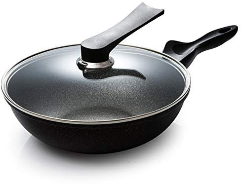 DEUYO Padella Maifan Wok in Pietra Padella Antiaderente Fornello a Induzione Senza Fumo Fornello a Gas Stir-Fry Pentola in Ferro Pentola da Cucina Pentole da Cucina Warm as Ever
