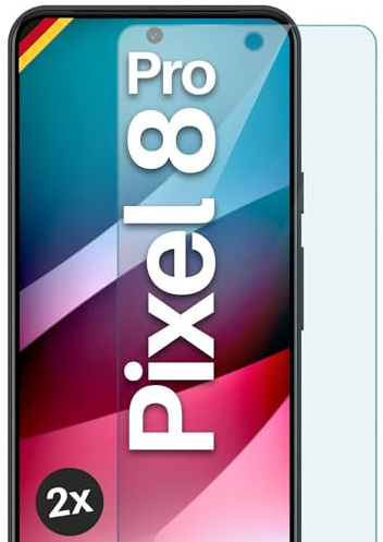 moex Schutzfolie für Google Pixel 8 Pro Glas 9H Härte, gehärtetes Schutzglas, Panzer Schutz Glas Displayschutz Folie, kompatibel mit jeder Handy Hülle, ShockProtect 2 Stück