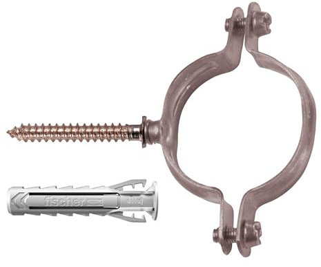 Fischer 10 Stück Kupferrohrschellen CUV D35 zur Befestigung von Kupferrohren, Durchmesser 35 mm, inklusive Dübel SX Plus 6 und Doppelschraube M6, 567655