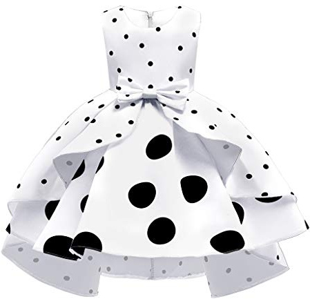 FGUUTYM Robe de mariage princesse pour enfants - Robe de mariage sans manches - Vêtements de fête à pois et jupe - Ensemble de chaînes de pantalon, Blanc., 9-10 ans