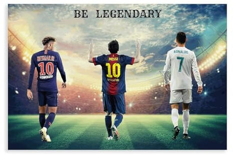 AMATWI Messi Ronaldo Neymar Fußball-Poster, Leinwand-Poster, Schlafzimmer-Dekor, Sportlandschaft, Büro, Raumdekoration, Geschenk, ungerahmt, 50 x 75 cm