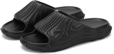 Hausschuhe Damen Herren, Cozislides Original Unisex Wolken Schuhe, Rutschfeste Slippers Weich Badelatschen Slides Sommer Garten Pantoletten Badeschuhe Sandalen, Schwarz, EU 44