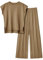 Veriliss 2 Teilig Outfits Für Damen Pullover Sets Strickpullover Tops Elastische Taille Hosen Lounge Sets Trainingsanzug(Khakifarbe,XL)