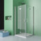 DOOLEEWEE 70 x 80 x 195 cm Duschkabine Eckeinstieg Doppel Falttüren Duschtüren 180º Eckig Dusche Duschwand Duschabtrennung mit NANO Beschichtung Ohne Duschwanne