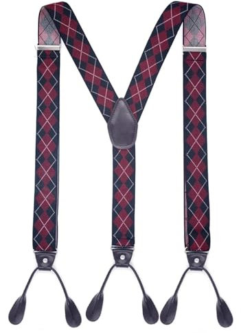 YUEZHAN Suspender Tirantes con Botones Tirantes para Hombre De Moda Tirantes Elásticos Ajustables Y-Back Ligas 3.5 * 120Cm Fucsia