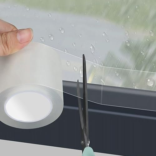 Cinta de sellado de aire acondicionado para ventanas de 2 pulgadas x 33 pies, sin residuos, cinta aislante transparente para puertas y ventanas