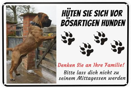 LSDINDF Personalisieren Achtung Hund Schild, Warnung vor dem Hund Schilder, personalisiertes Hundefoto und Text, Hundeschild Wetterfest, Hundewarnschilder, Achtung bissiger Hund.