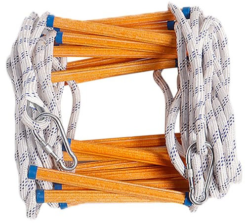 Feuerleiter, Strickleiter mit Karabiner, 3 m Lange Feuerleiter aus Nylon, rutschfeste Feuerleiter, robuste Notleiter für Klettertraining und Rettung