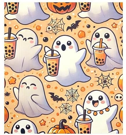 Halloween Bubble Tea Orange Geschirrspüler Magnetische Abdeckung Kühlschrank Waschmaschine Tür Abdeckung Waschmaschine Kühlschrank Panel Aufkleber für Küchengerät, 66 x 58 cm (H x B)