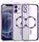 Phoona Cover Placcatura per iPhone 12 6,1 Pollici, Obiettivo per Fotocamera Protezione Completa e 2 × vetro temperato, Compatibile con MagSafe Ricarica Wireless, Protezione Militare, Viola