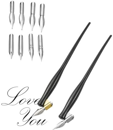 KGDUYC 1 juego de lápiz recto de doble propósito con 2 soportes de punta, 8 puntas, desmontable, soporte de la pluma de caligrafía, dibujo puntas, artista, caricaturista caligrafía Set