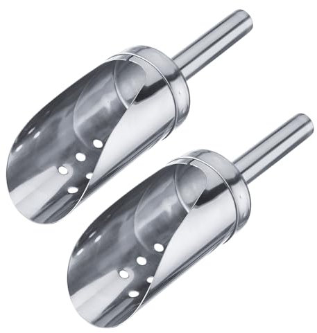 Westmark Eisschaufel/Schaufel, 2Stk. – Die runde Eisschaufel aus Edelstahl, ideal für Crushed Ice und Eiswürfel, mit Löchern zum einfachen Abtropfen – Silber,120 ml