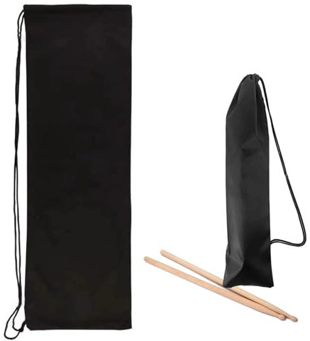 Drumstick Tasche, Drum Stick Bag, Drum Stick Aufbewahrungstasche, Trommelstöcke Tasche, zur Aufbewahrung von Trommelstöcken und Anderem Zubehör, für Outdoor Auftritte Einsetzbar, Schwarz, 45 x 12cm
